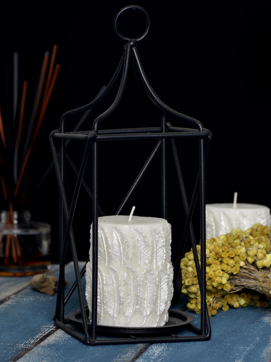 Feather Embossed Large Cylinder Candle